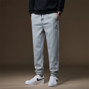 Mens Winter Casual Pants Elastic Waistband Ankle-Length Joggers Stretchy Cuff Pants for Men Soft Lounge Trousers Sportswear