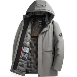 Winter Long Parka New Men's Outdoor Hooded Coat Windproof Casual Fleece Thickened Warm hooded jacket Removable Hat