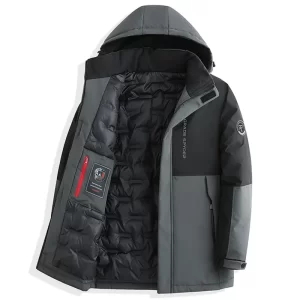 2026 Winter Long Parka Men Outdoor Hooded Coat Windproof Cotton-padded Casual Thickened Removable hood Jacket Patchwork Color