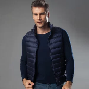2026 Winter 90% White Duck Down Vest Men Casual Lightweight Down Warm Solid Sleeveless Jacket Men's Portable Pocket Vest