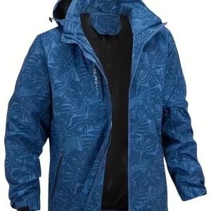 Men's Casual Lightweight Waterproof Windbreaker Jacket, Full Zip Up Hooded Shell Outdoor Hiking Coat For Autumn Size